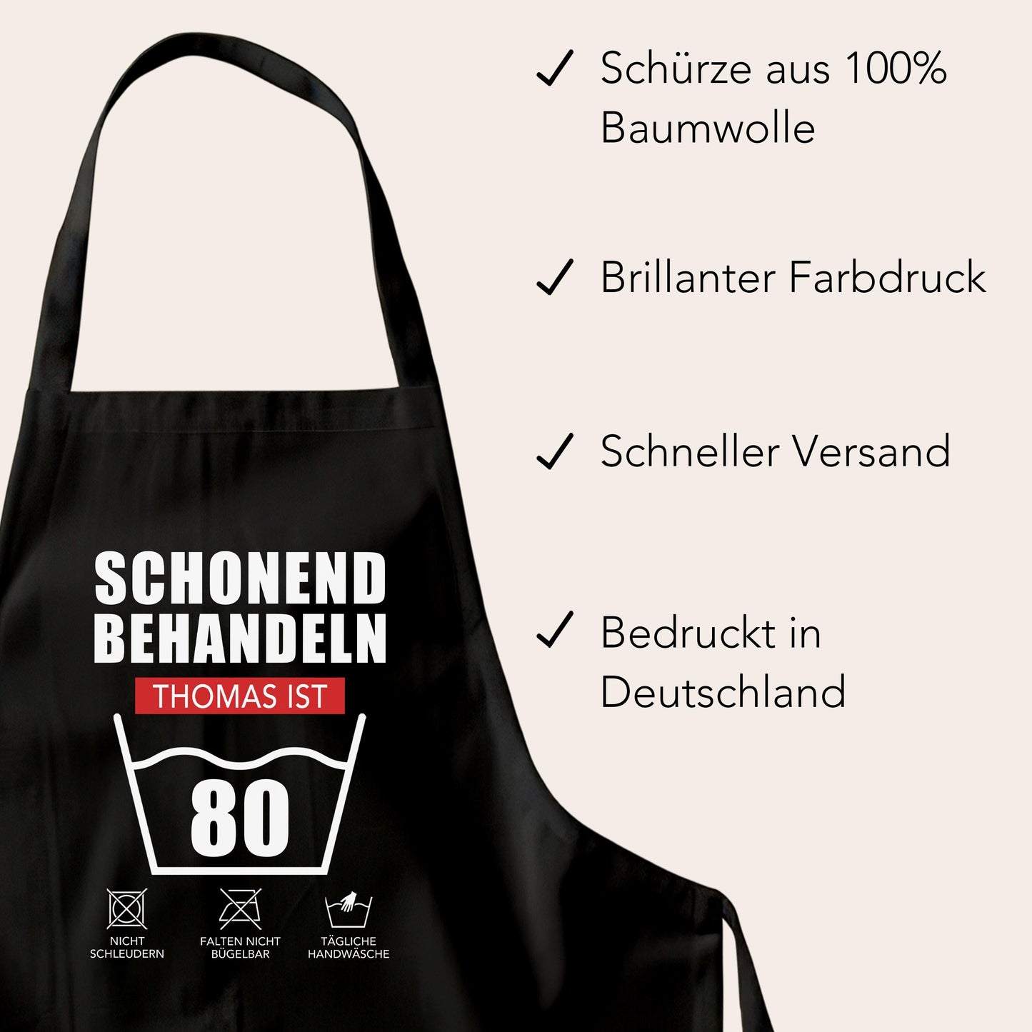 80. Geburtstag Geschenk Schürze personalisiert "Schonend behandeln" personalisiert lustiges Geburtstagsgeschenk Küchenschürze Grillschürze