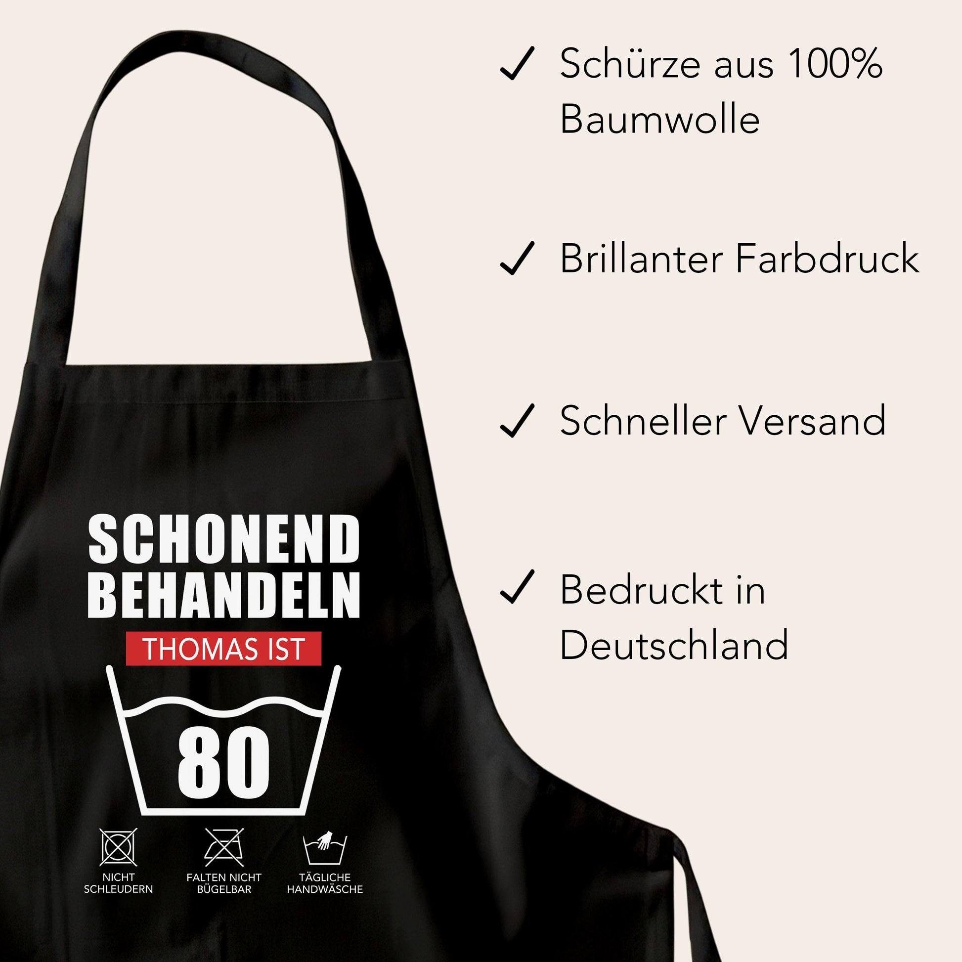 80. Geburtstag Geschenk Schürze personalisiert "Schonend behandeln" personalisiert lustiges Geburtstagsgeschenk Küchenschürze Grillschürze