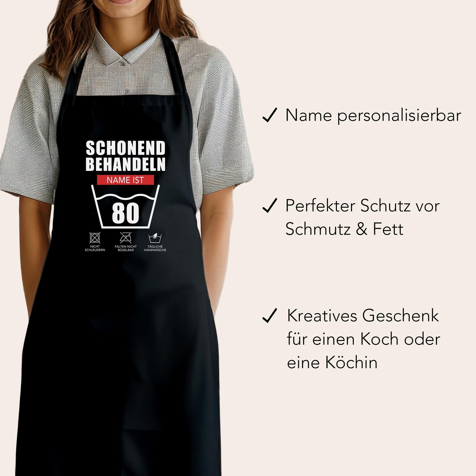 80. Geburtstag Geschenk Schürze personalisiert "Schonend behandeln" personalisiert lustiges Geburtstagsgeschenk Küchenschürze Grillschürze