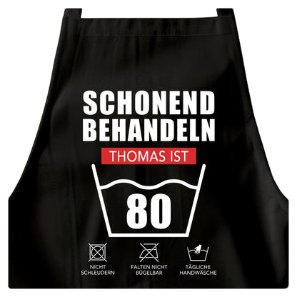 80. Geburtstag Geschenk Schürze personalisiert "Schonend behandeln" personalisiert lustiges Geburtstagsgeschenk Küchenschürze Grillschürze