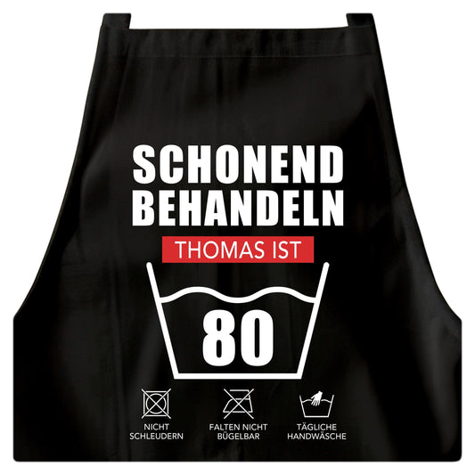 80. Geburtstag Geschenk Schürze personalisiert "Schonend behandeln" personalisiert lustiges Geburtstagsgeschenk Küchenschürze Grillschürze