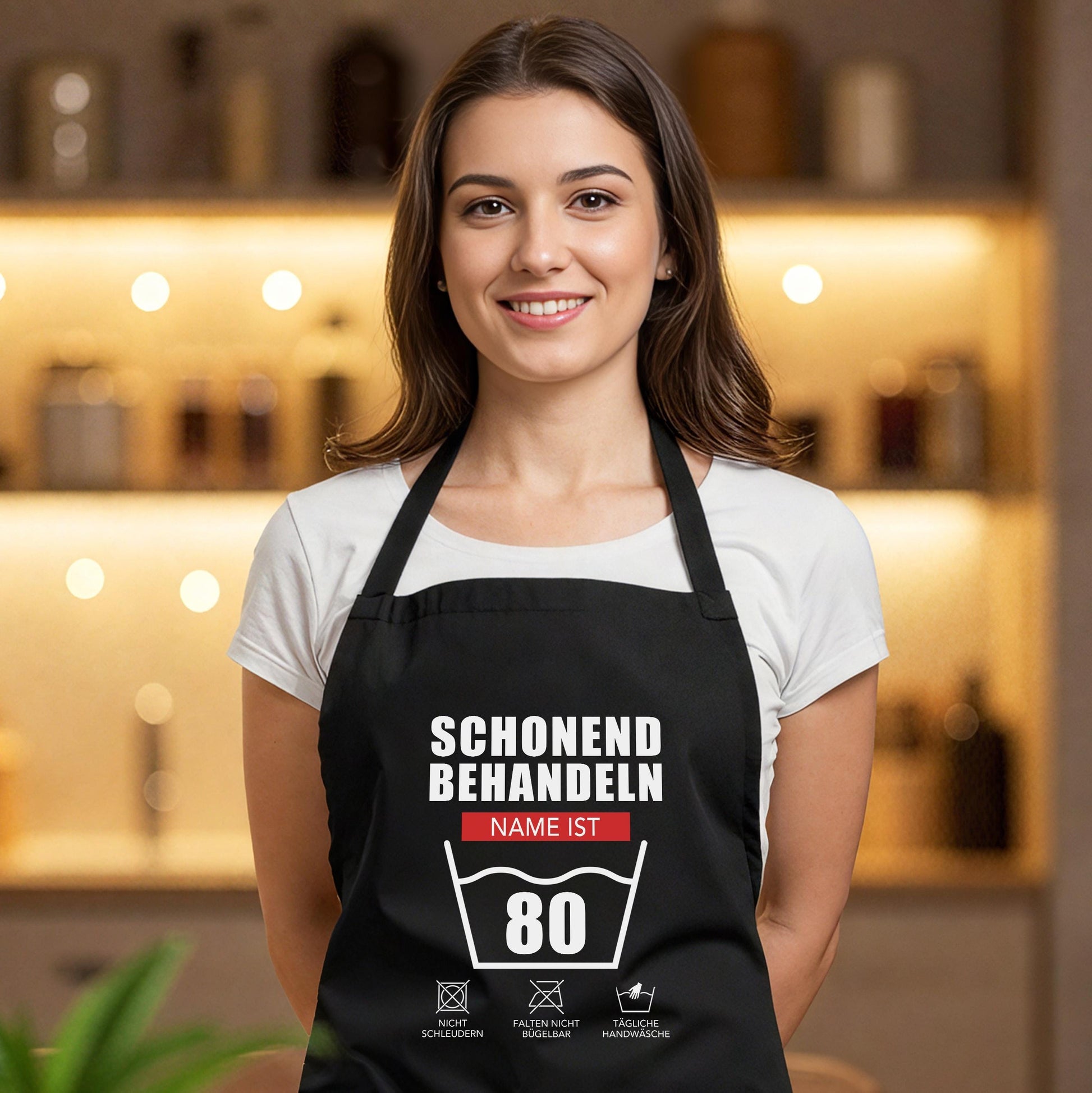 80. Geburtstag Geschenk Schürze personalisiert "Schonend behandeln" personalisiert lustiges Geburtstagsgeschenk Küchenschürze Grillschürze