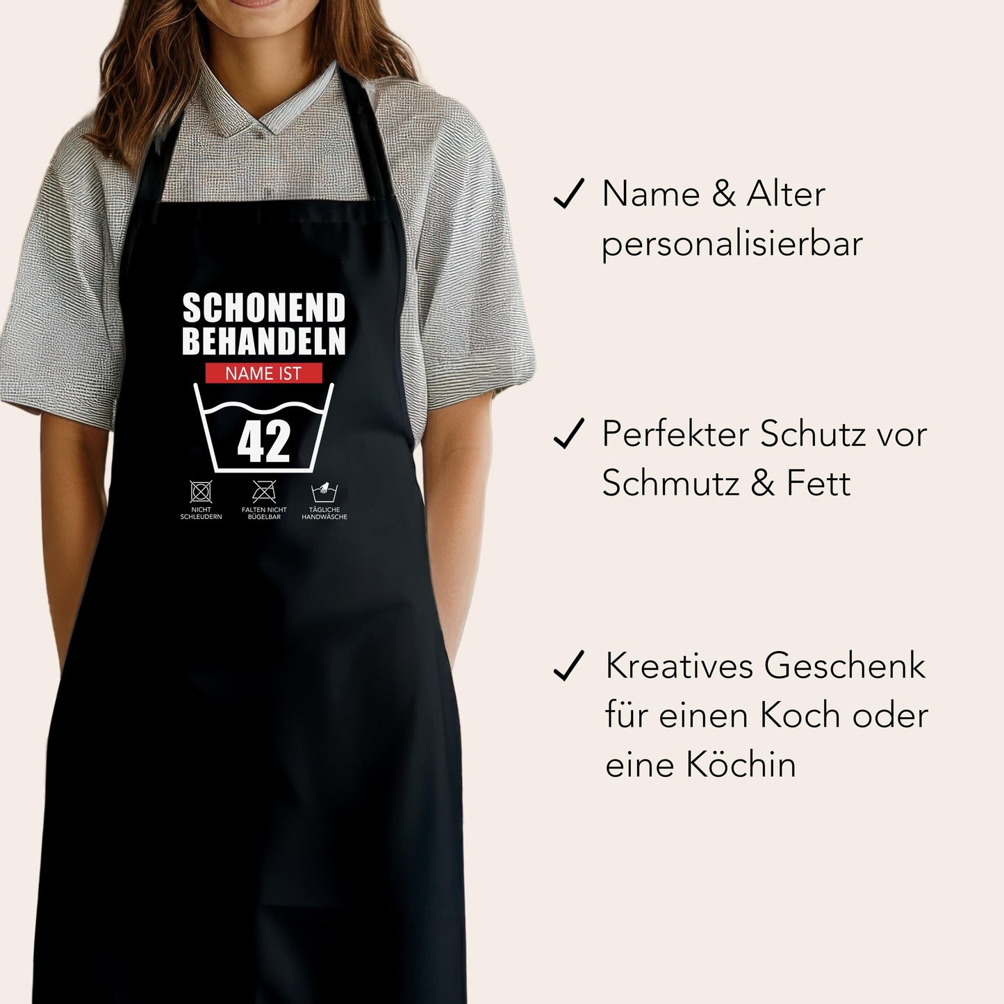 Geburtstag Geschenk Schürze personalisiert "Schonend behandeln" personalisiert lustiges Geburtstagsgeschenk Küchenschürze Grillschürze