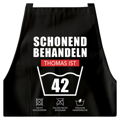 Geburtstag Geschenk Schürze personalisiert "Schonend behandeln" personalisiert lustiges Geburtstagsgeschenk Küchenschürze Grillschürze