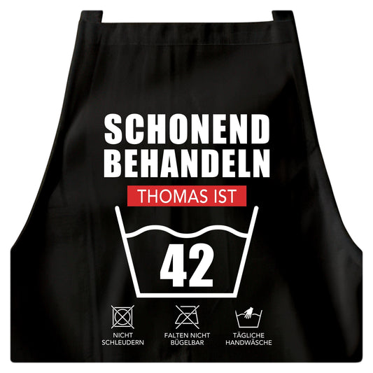 Geburtstag Geschenk Schürze personalisiert "Schonend behandeln" personalisiert lustiges Geburtstagsgeschenk Küchenschürze Grillschürze