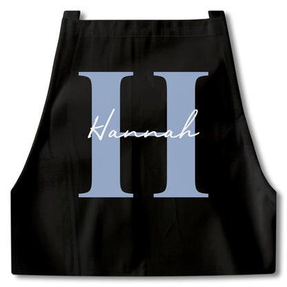 Kochschürze Damen Schürze personalisiert Geschenk für Mama Oma Frauen Küchenschürze Buchstabe Überwurfschürze Backschürze Schwarz