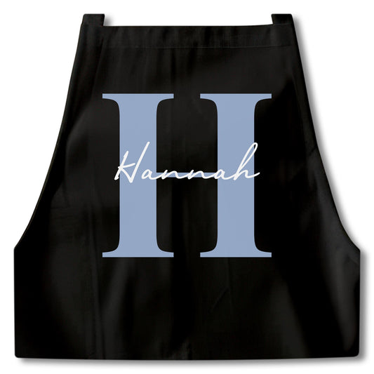 Kochschürze Damen Schürze personalisiert Geschenk für Mama Oma Frauen Küchenschürze Buchstabe Überwurfschürze Backschürze Schwarz