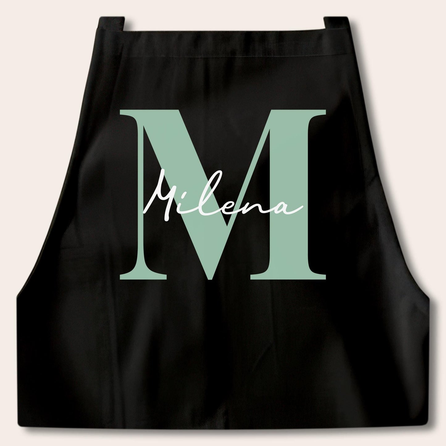 Kochschürze Damen Schürze personalisiert Geschenk für Mama Oma Frauen Küchenschürze Buchstabe Überwurfschürze Backschürze Schwarz