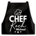 Kochschürze Mann Schürze Chefkoch personalisiert Küchenschürze Männer Geschenk Koch Grillschürze Schwarz