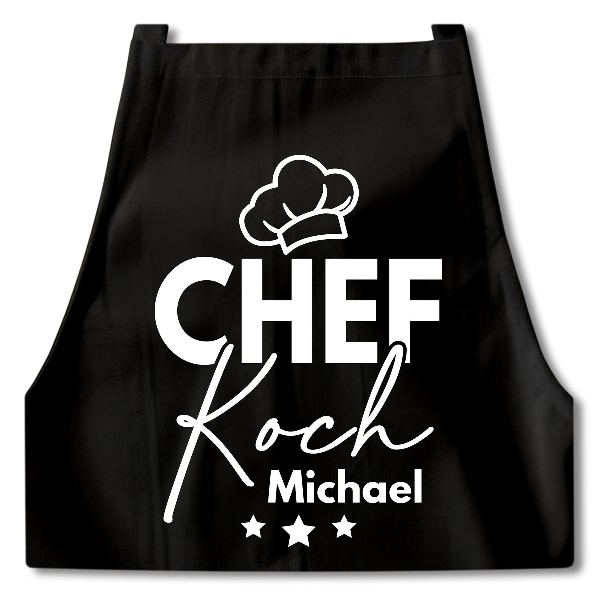 Kochschürze Mann Schürze Chefkoch personalisiert Küchenschürze Männer Geschenk Koch Grillschürze Schwarz