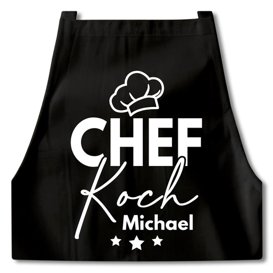 Kochschürze Mann Schürze Chefkoch personalisiert Küchenschürze Männer Geschenk Koch Grillschürze Schwarz