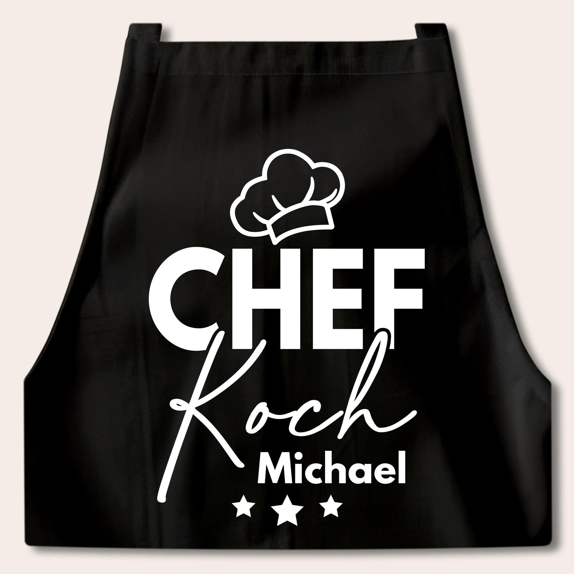 Kochschürze Mann Schürze Chefkoch personalisiert Küchenschürze Männer Geschenk Koch Grillschürze Schwarz