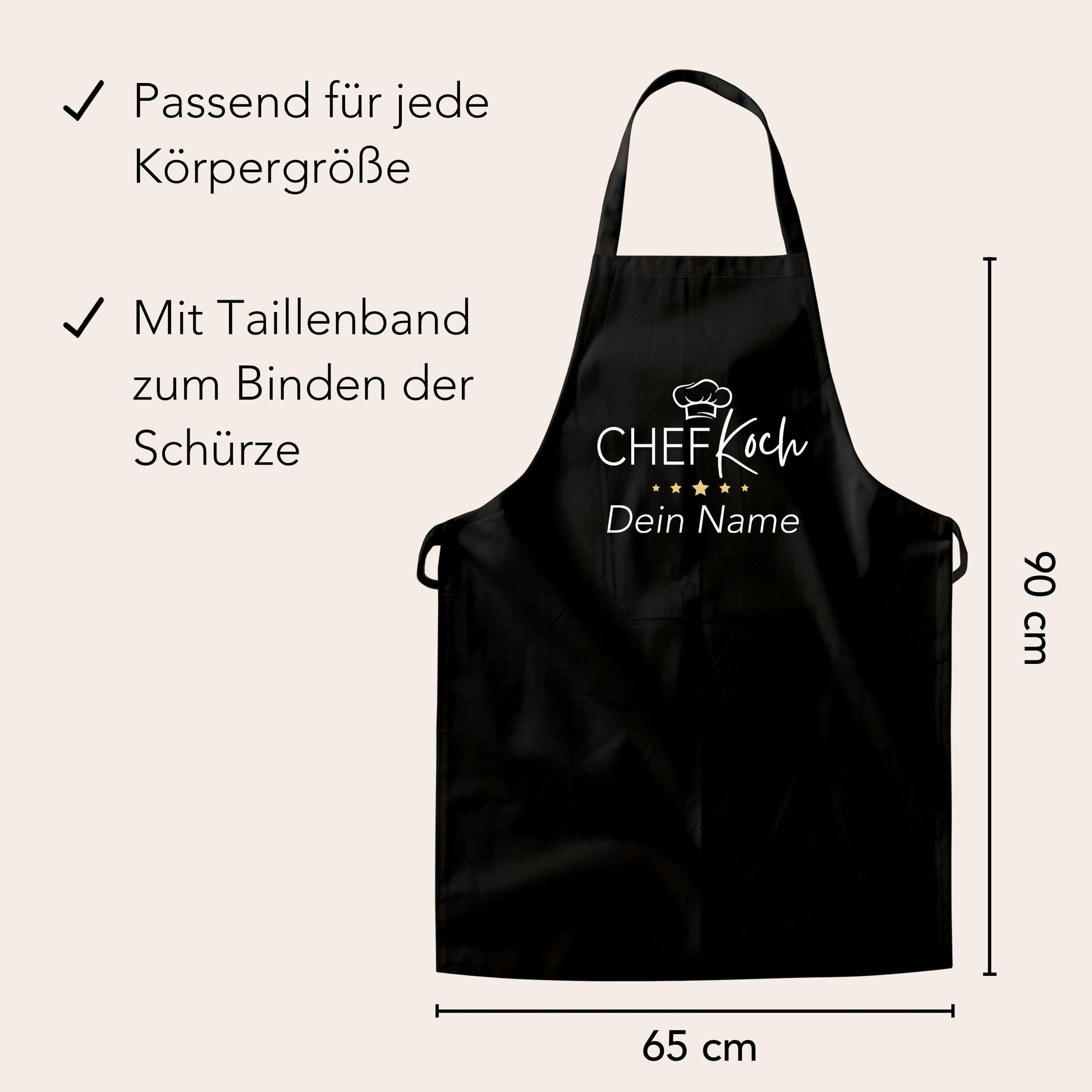 Kochschürze Mann Schürze Chefkoch personalisiert Küchenschürze Männer Geschenk Koch Grillschürze Schwarz