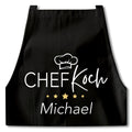 Kochschürze Mann Schürze Chefkoch personalisiert Küchenschürze Männer Geschenk Koch Grillschürze Schwarz