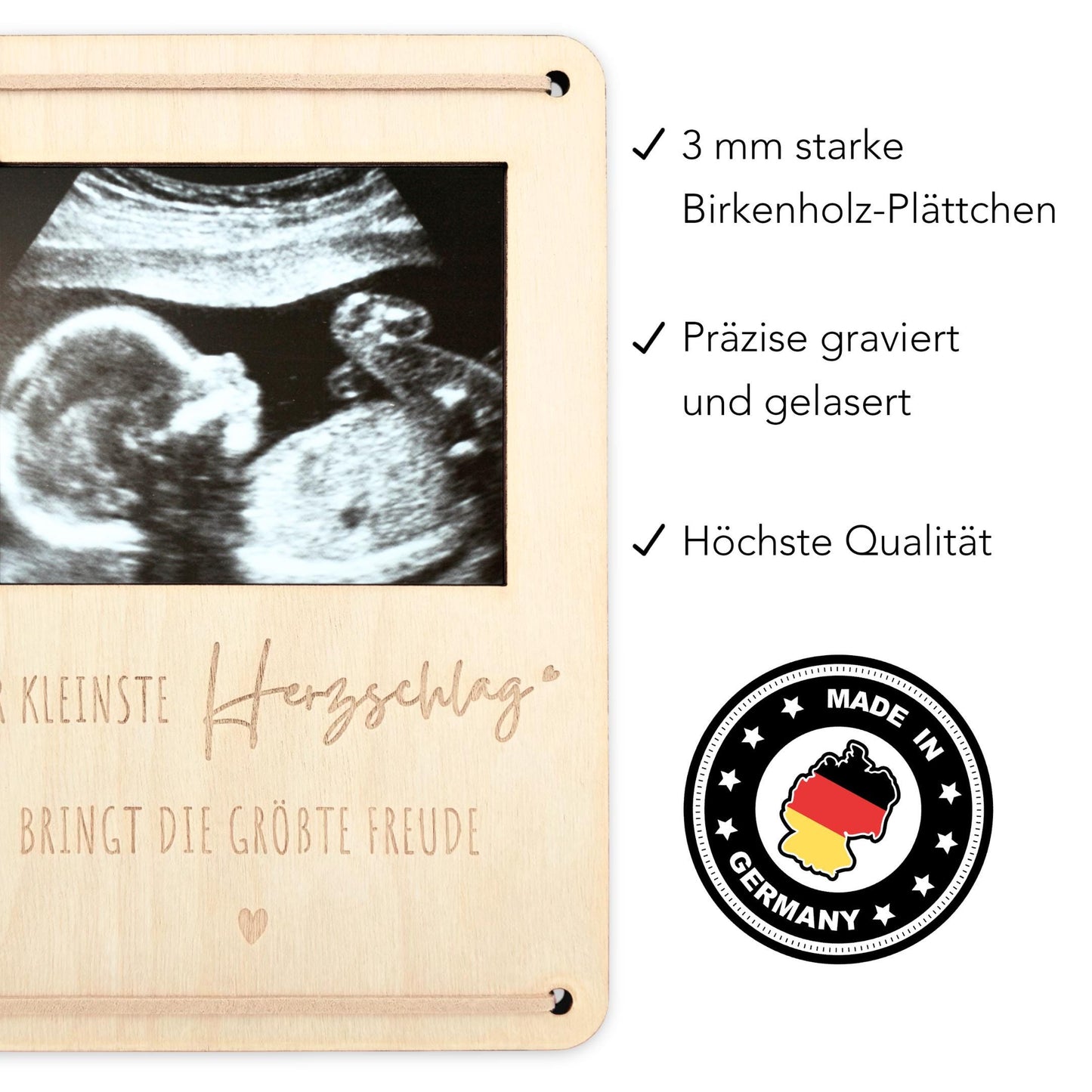 Schwangerschaft verkünden personalisierter Ultraschallbild Bilderrahmen Ultraschall Holzrahmen Geschenk Schwangerschaftsverkündung 12x17 cm