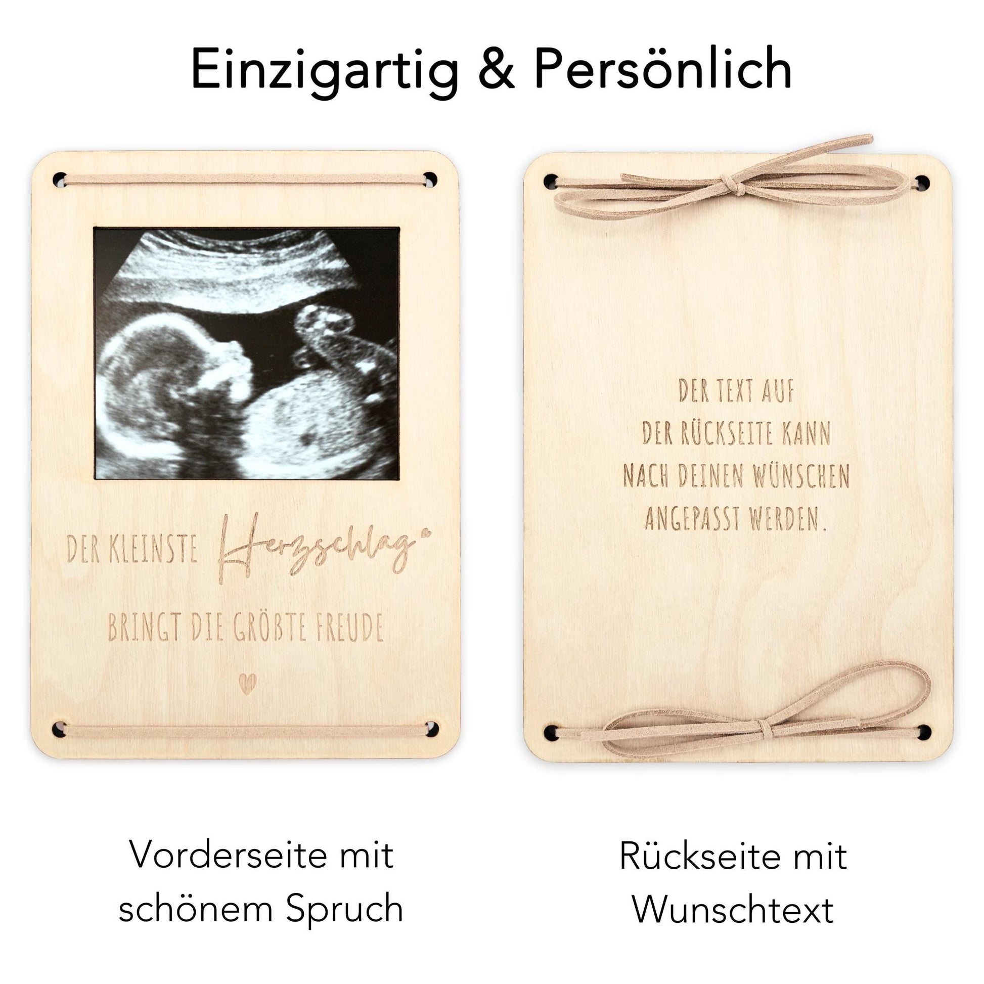 Schwangerschaft verkünden personalisierter Ultraschallbild Bilderrahmen Ultraschall Holzrahmen Geschenk Schwangerschaftsverkündung 12x17 cm
