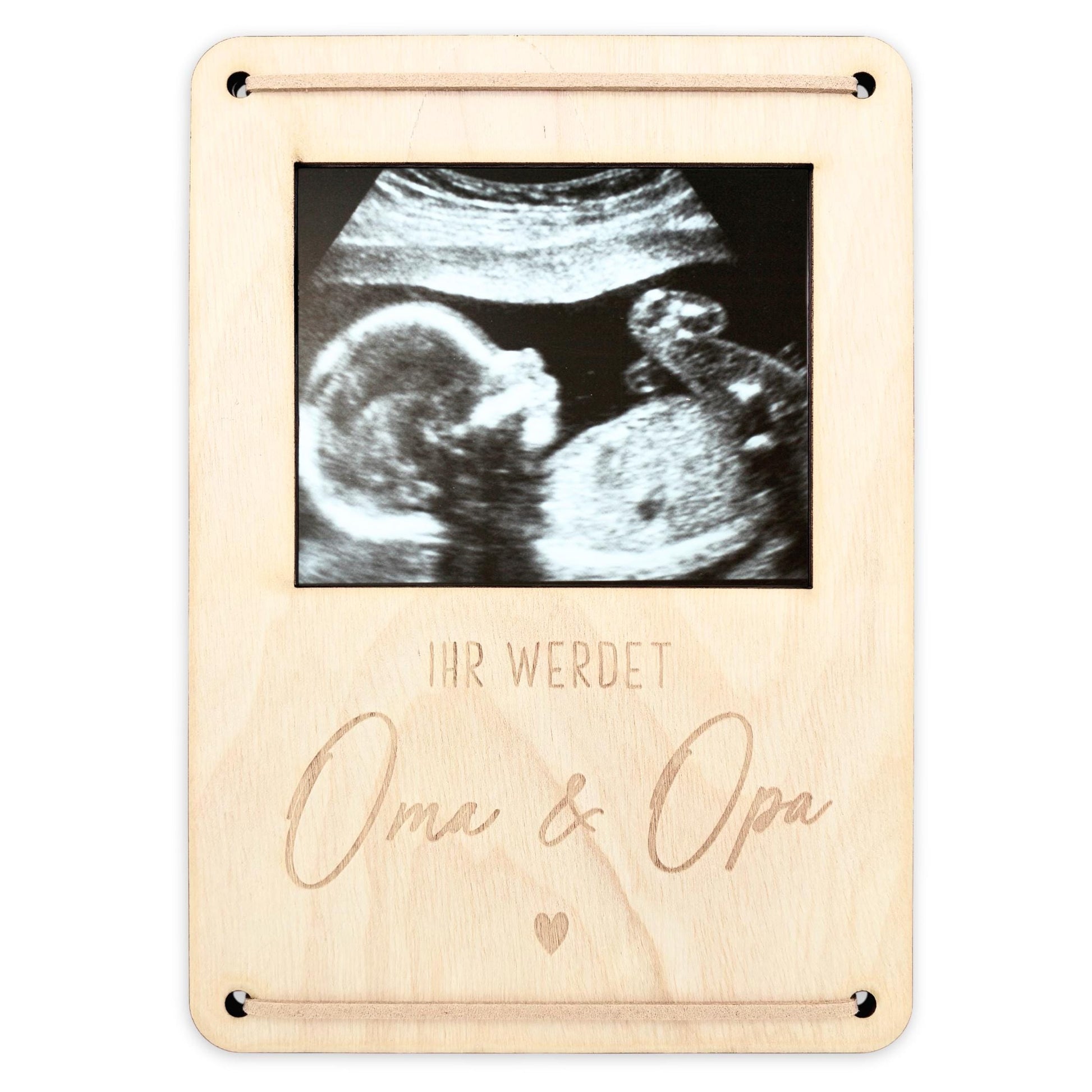 Ihr werdet Oma und Opa personalisierter Ultraschallbild Bilderrahmen Ultraschall Holzrahmen Geschenk Schwangerschaft verkünden 12x17 cm