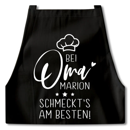 Oma Schürze personalisiert Kochschürze Damen Geschenk Geburtstag Großmutter Küchenschürze Muttertagsgeschenk Backschürze Schwarz