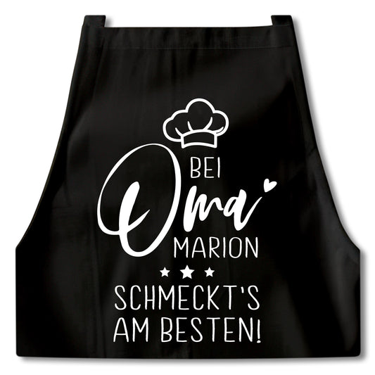 Oma Schürze personalisiert Kochschürze Damen Geschenk Geburtstag Großmutter Küchenschürze Muttertagsgeschenk Backschürze Schwarz