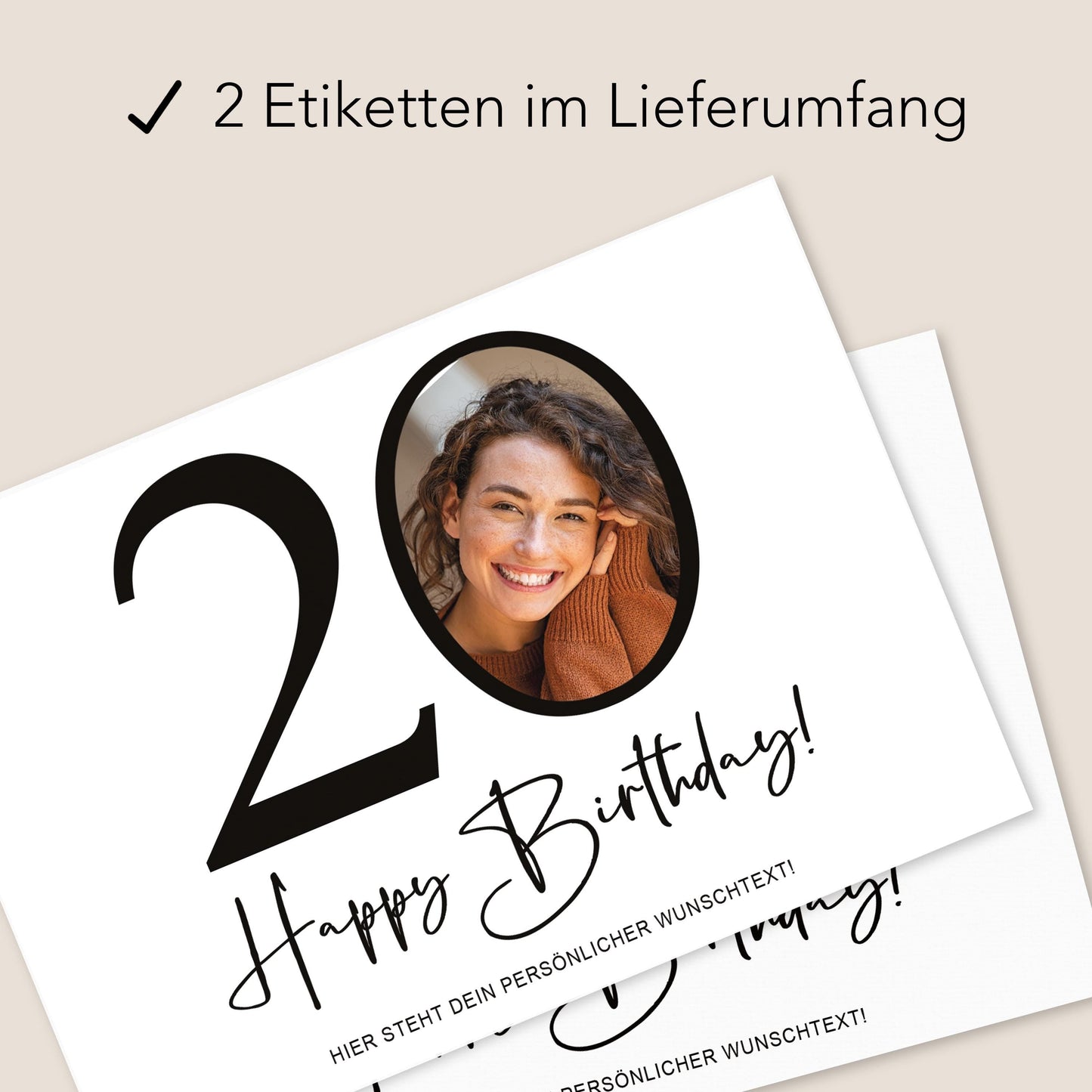 20. Geburtstag Sektetiketten personalisiert Foto Sekt Flaschenetiketten Geburtstagsgeschenk Geschenk Sektflasche Etiketten 2 Stk. | 10x12 cm