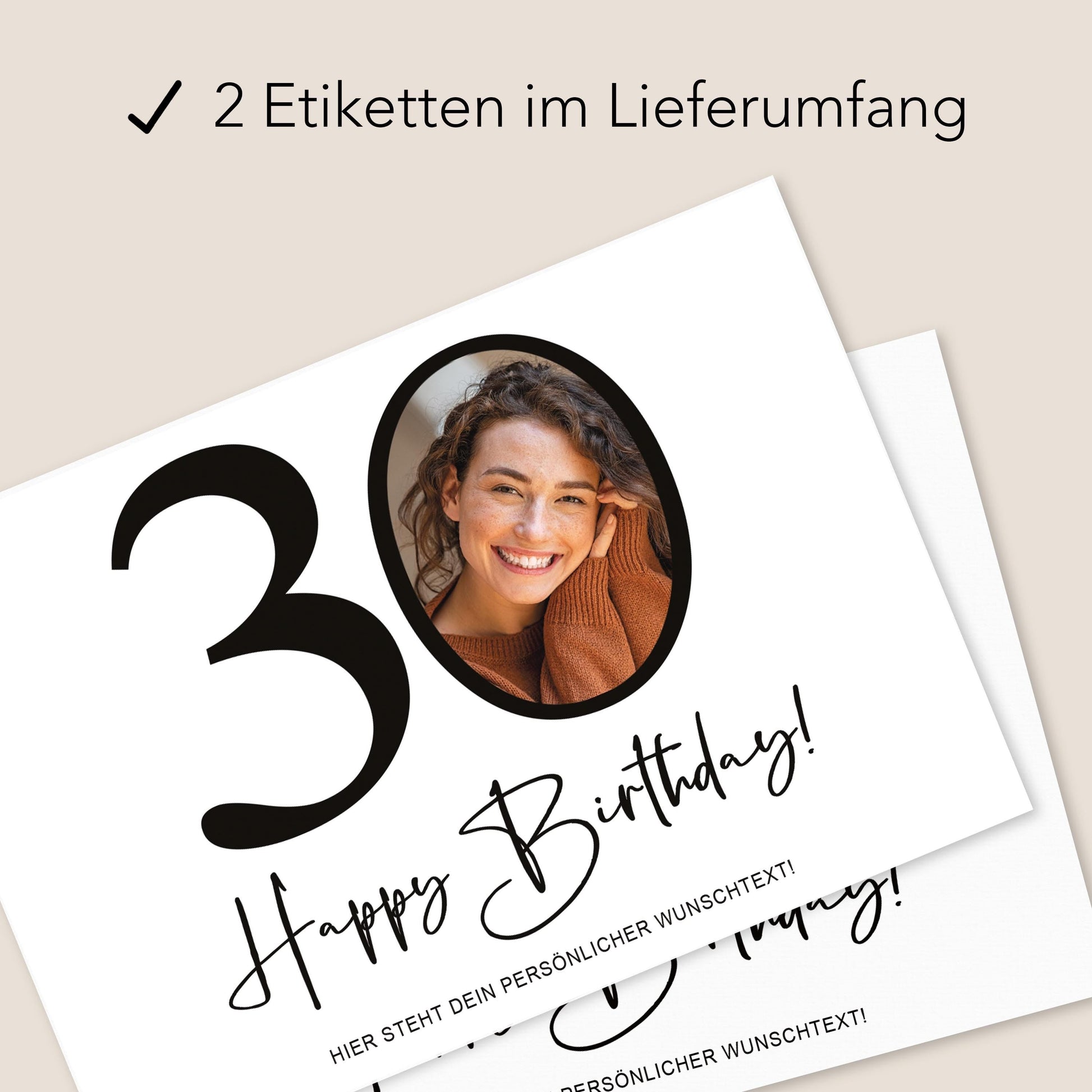 30. Geburtstag Sektetiketten personalisiert Foto Sekt Flaschenetiketten Geburtstagsgeschenk Geschenk Sektflasche Etiketten 2 Stk. | 10x12 cm