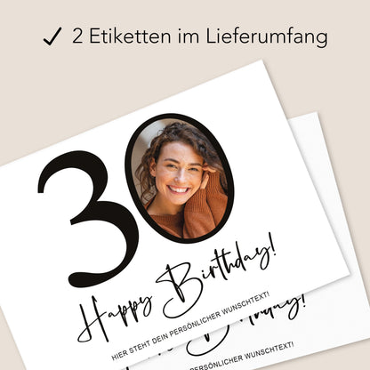 30. Geburtstag Sektetiketten personalisiert Foto Sekt Flaschenetiketten Geburtstagsgeschenk Geschenk Sektflasche Etiketten 2 Stk. | 10x12 cm