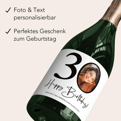 30. Geburtstag Sektetiketten personalisiert Foto Sekt Flaschenetiketten Geburtstagsgeschenk Geschenk Sektflasche Etiketten 2 Stk. | 10x12 cm