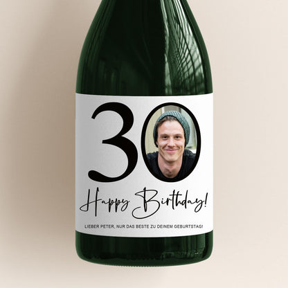 30. Geburtstag Sektetiketten personalisiert Foto Sekt Flaschenetiketten Geburtstagsgeschenk Geschenk Sektflasche Etiketten 2 Stk. | 10x12 cm