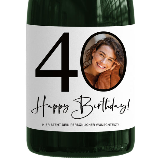 40. Geburtstag Sektetiketten personalisiert Foto Sekt Flaschenetiketten Geburtstagsgeschenk Geschenk Sektflasche Etiketten 2 Stk. | 10x12 cm