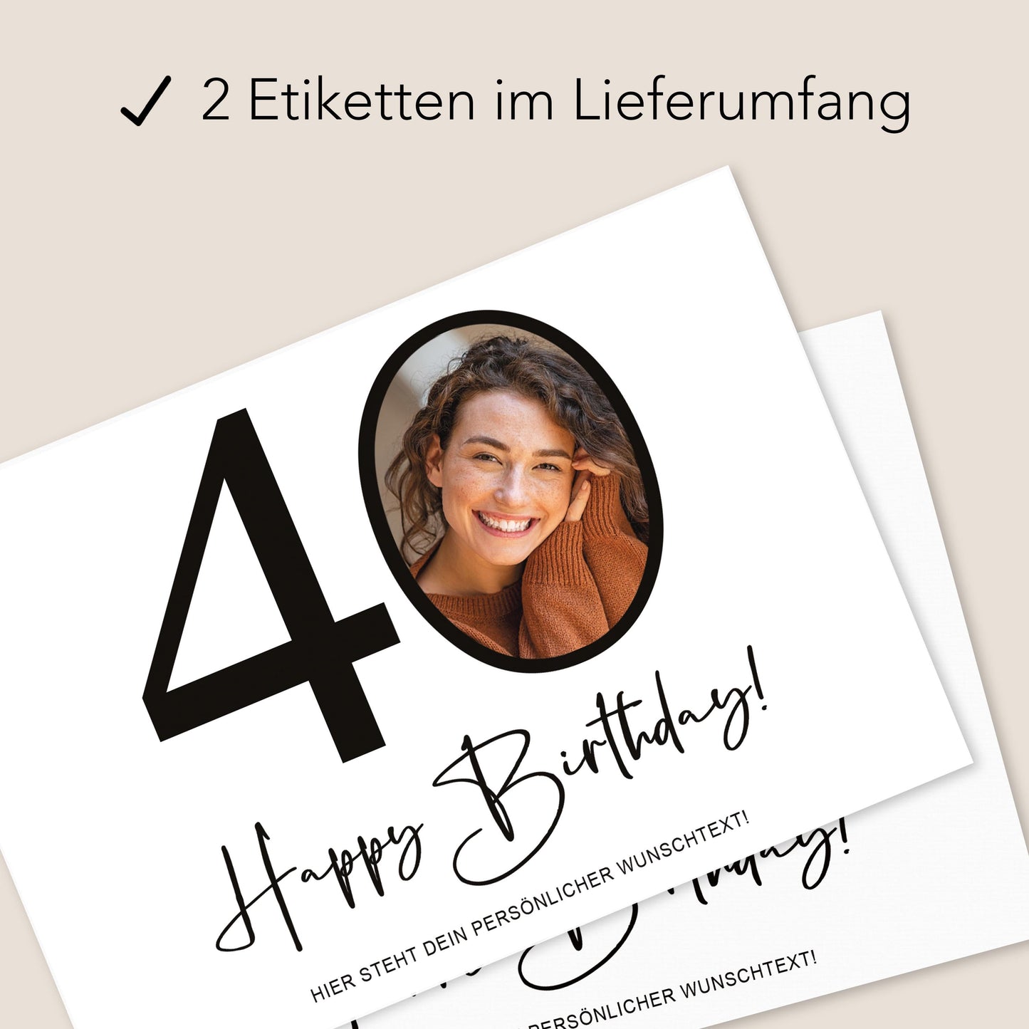 40. Geburtstag Sektetiketten personalisiert Foto Sekt Flaschenetiketten Geburtstagsgeschenk Geschenk Sektflasche Etiketten 2 Stk. | 10x12 cm