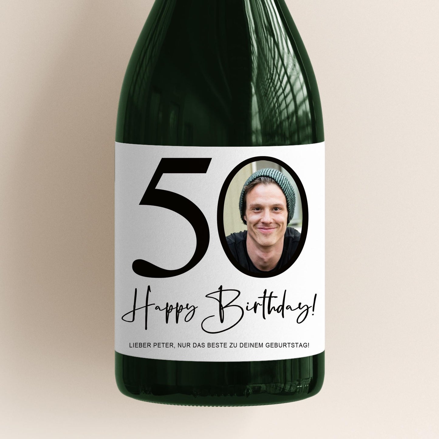50. Geburtstag Sektetiketten personalisiert Foto Sekt Flaschenetiketten Geburtstagsgeschenk Geschenk Sektflasche Etiketten 2 Stk. | 10x12 cm