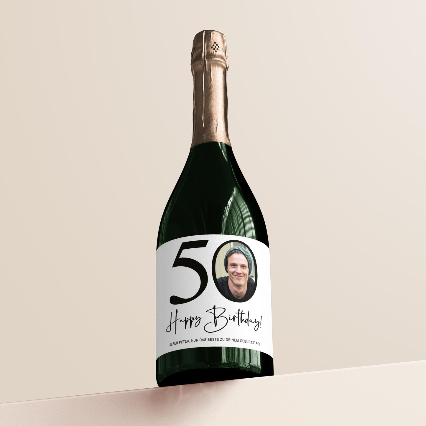 50. Geburtstag Sektetiketten personalisiert Foto Sekt Flaschenetiketten Geburtstagsgeschenk Geschenk Sektflasche Etiketten 2 Stk. | 10x12 cm