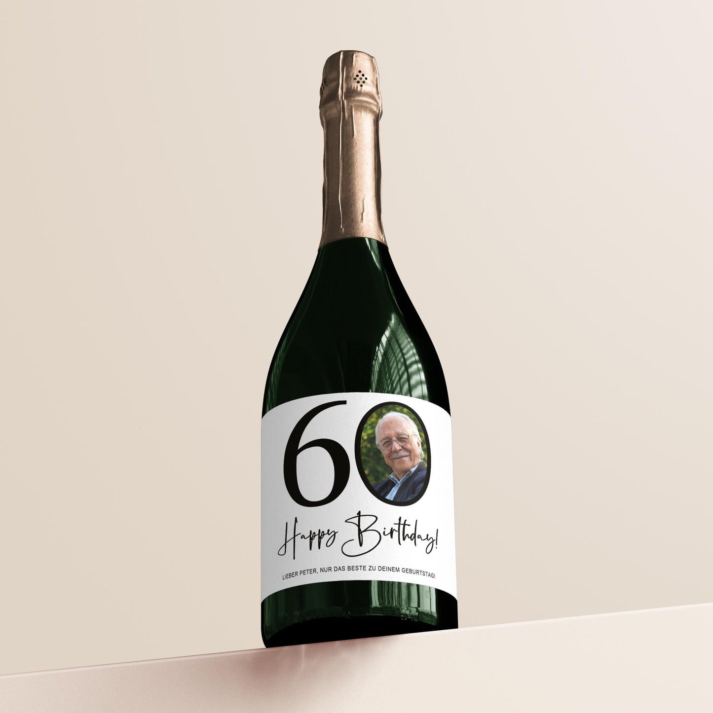 60. Geburtstag Sektetiketten personalisiert Foto Sekt Flaschenetiketten Geburtstagsgeschenk Geschenk Sektflasche Etiketten 2 Stk. | 10x12 cm