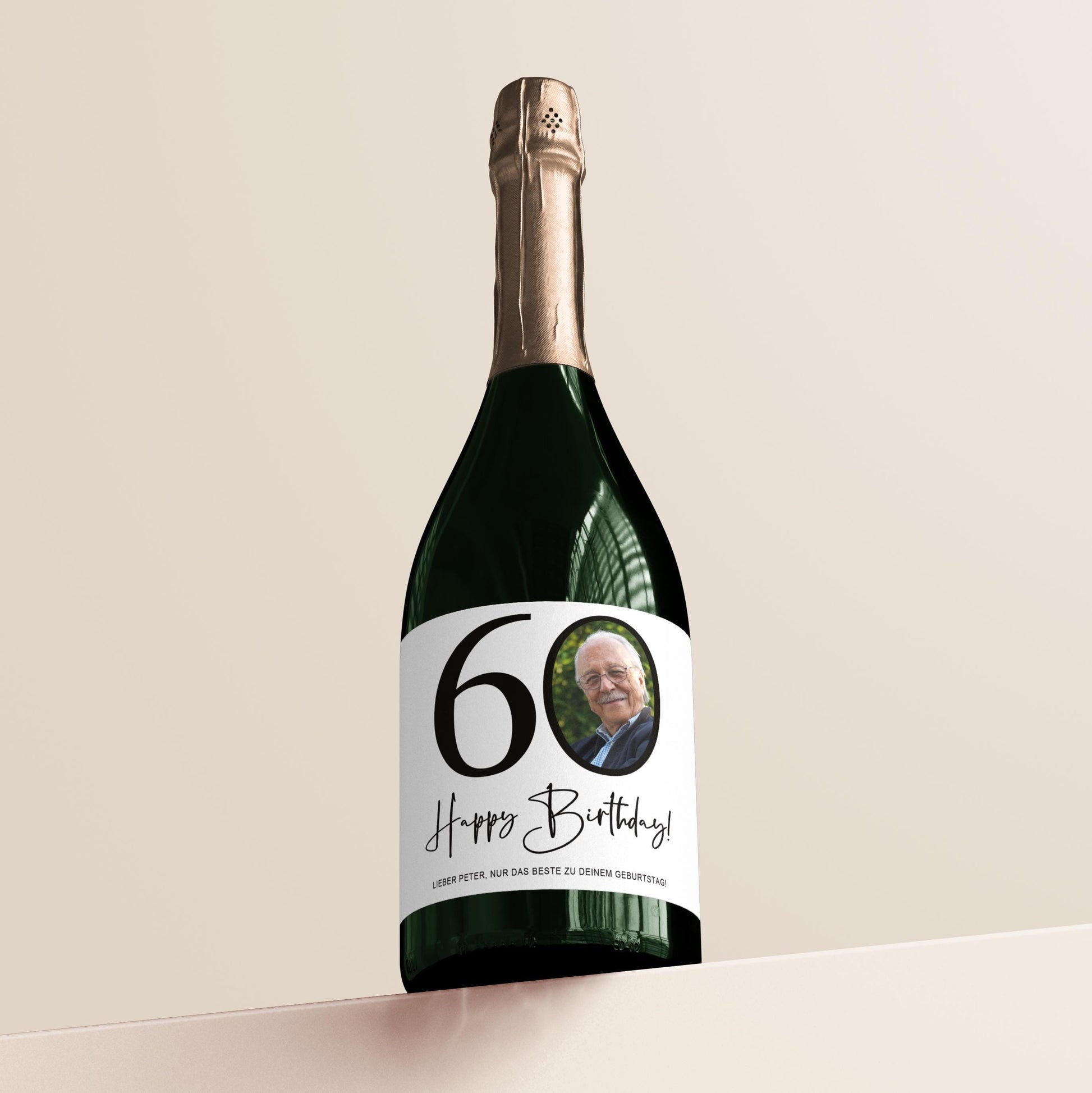 60. Geburtstag Sektetiketten personalisiert Foto Sekt Flaschenetiketten Geburtstagsgeschenk Geschenk Sektflasche Etiketten 2 Stk. | 10x12 cm