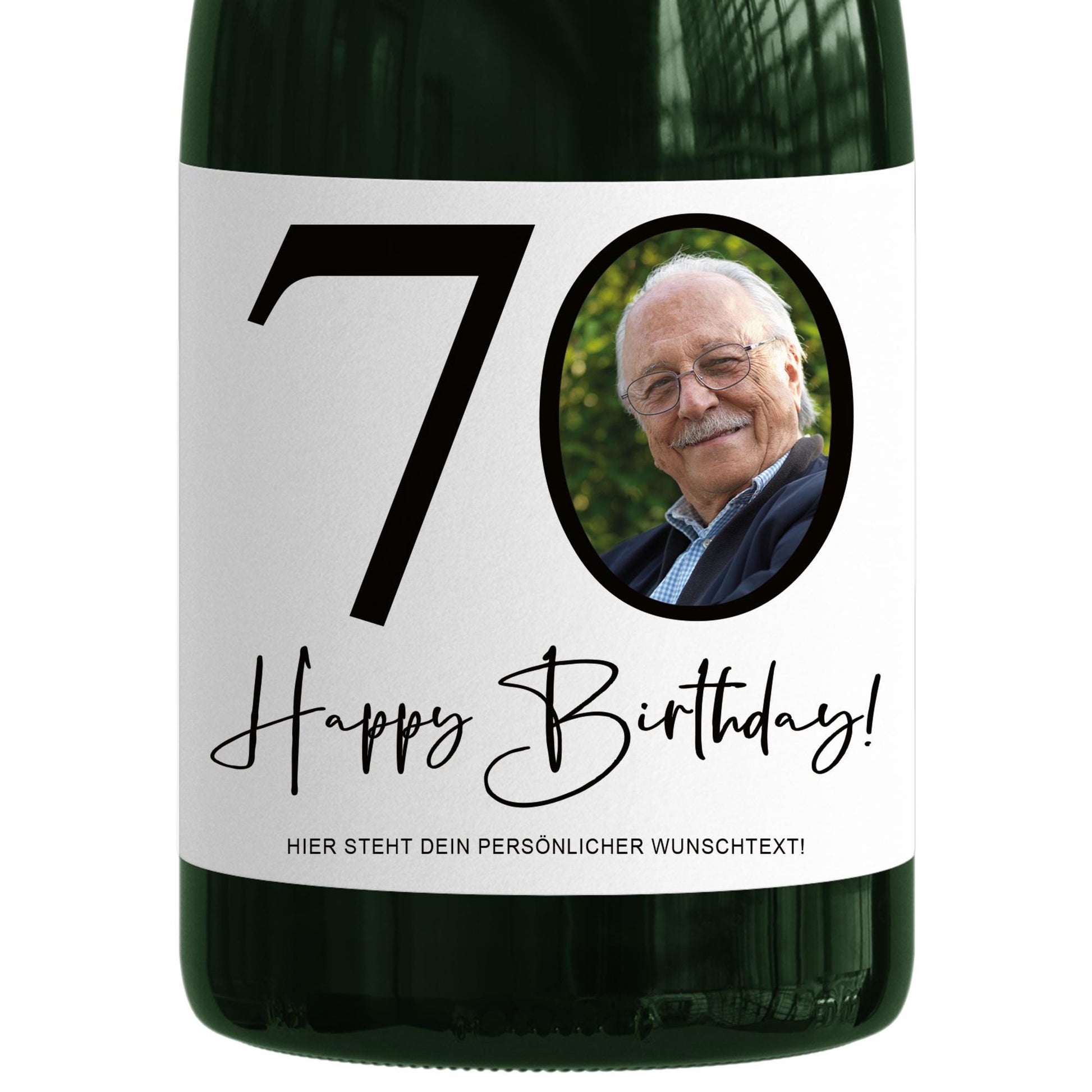70. Geburtstag Sektetiketten personalisiert Foto Sekt Flaschenetiketten Geburtstagsgeschenk Geschenk Sektflasche Etiketten 2 Stk. | 10x12 cm