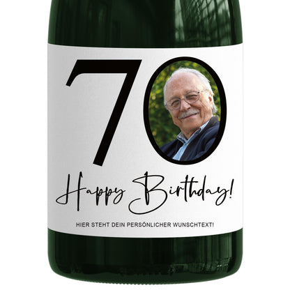 70. Geburtstag Sektetiketten personalisiert Foto Sekt Flaschenetiketten Geburtstagsgeschenk Geschenk Sektflasche Etiketten 2 Stk. | 10x12 cm