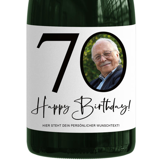 70. Geburtstag Sektetiketten personalisiert Foto Sekt Flaschenetiketten Geburtstagsgeschenk Geschenk Sektflasche Etiketten 2 Stk. | 10x12 cm