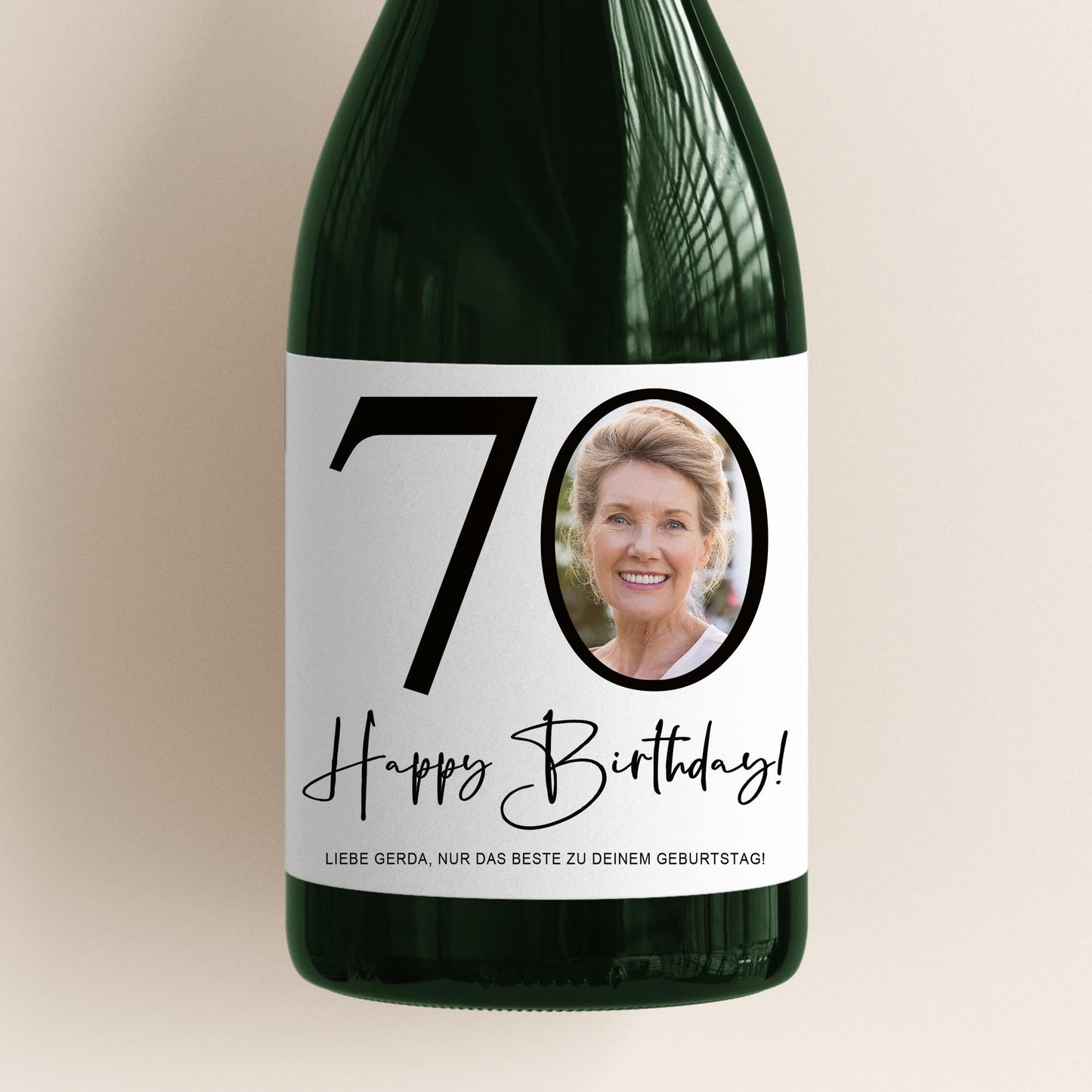 70. Geburtstag Sektetiketten personalisiert Foto Sekt Flaschenetiketten Geburtstagsgeschenk Geschenk Sektflasche Etiketten 2 Stk. | 10x12 cm