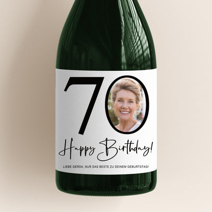 70. Geburtstag Sektetiketten personalisiert Foto Sekt Flaschenetiketten Geburtstagsgeschenk Geschenk Sektflasche Etiketten 2 Stk. | 10x12 cm