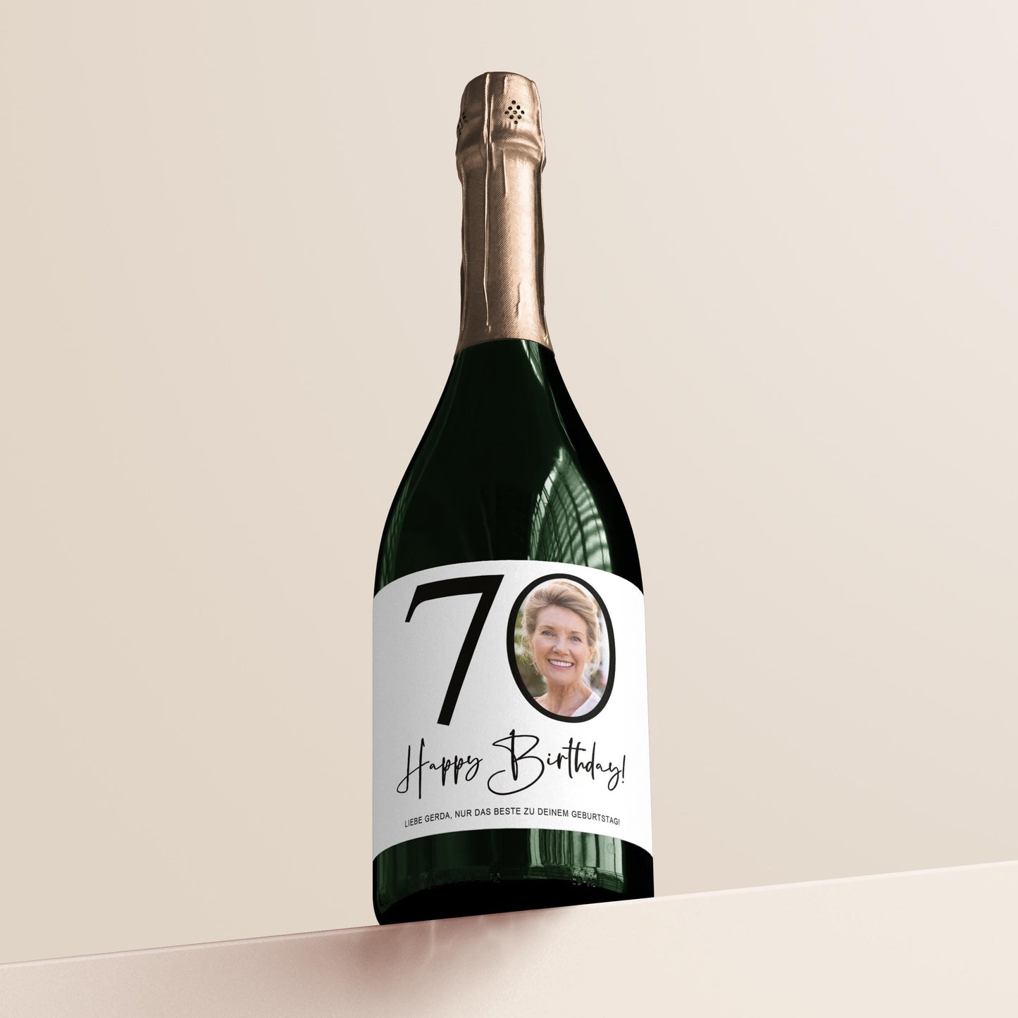 70. Geburtstag Sektetiketten personalisiert Foto Sekt Flaschenetiketten Geburtstagsgeschenk Geschenk Sektflasche Etiketten 2 Stk. | 10x12 cm