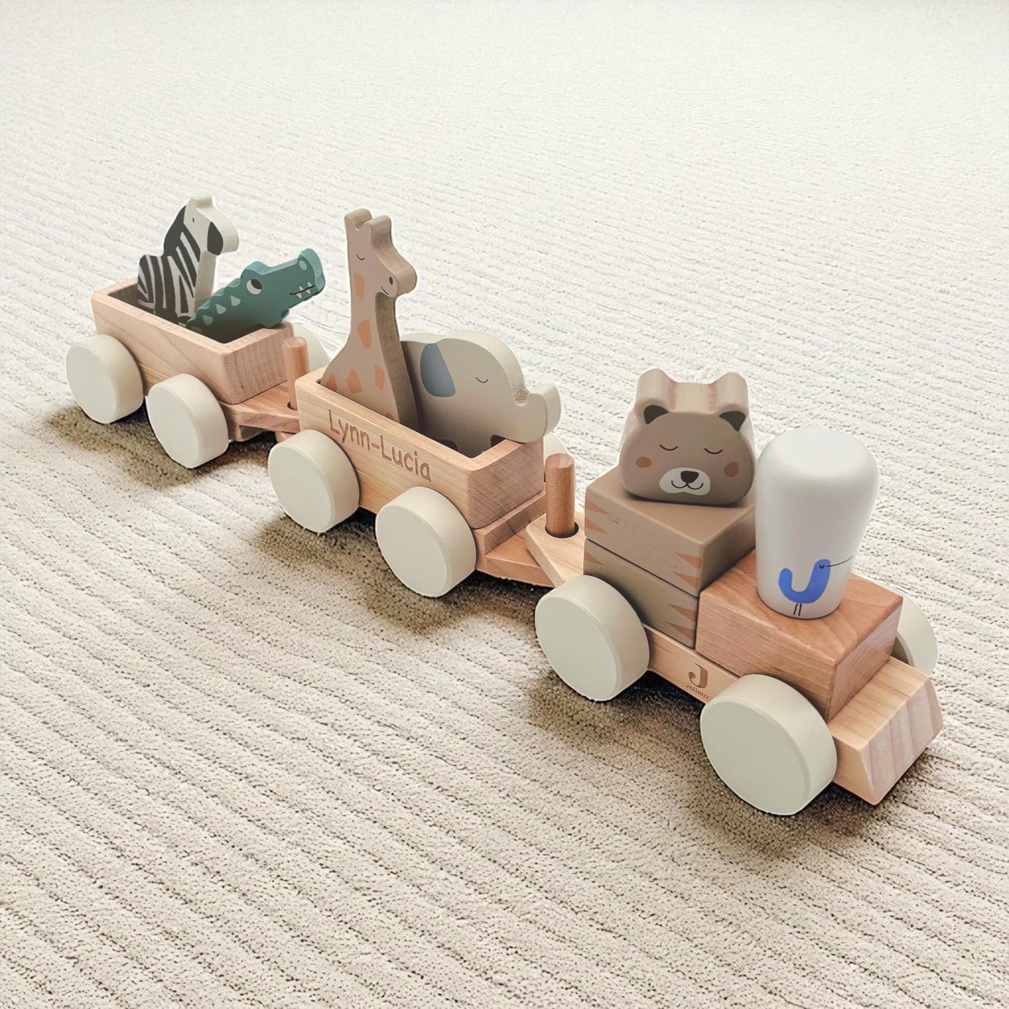 Holzzug mit Namen personalisiert Holzeisenbahn Geburt Geburtsgeschenk Jungen Mädchen Zug aus Holz Baby Geschenk Holzspielzeug