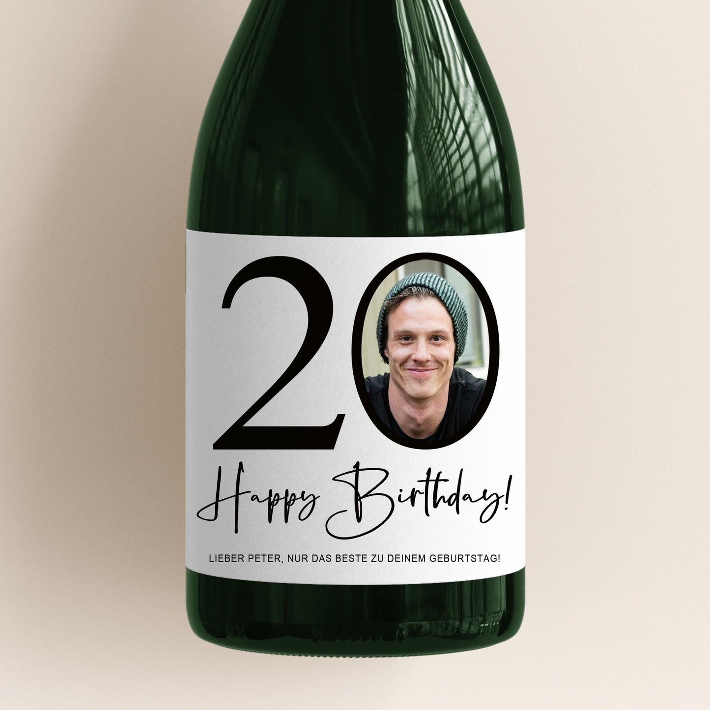 20. Geburtstag Sektetiketten personalisiert Foto Sekt Flaschenetiketten Geburtstagsgeschenk Geschenk Sektflasche Etiketten 2 Stk. | 10x12 cm