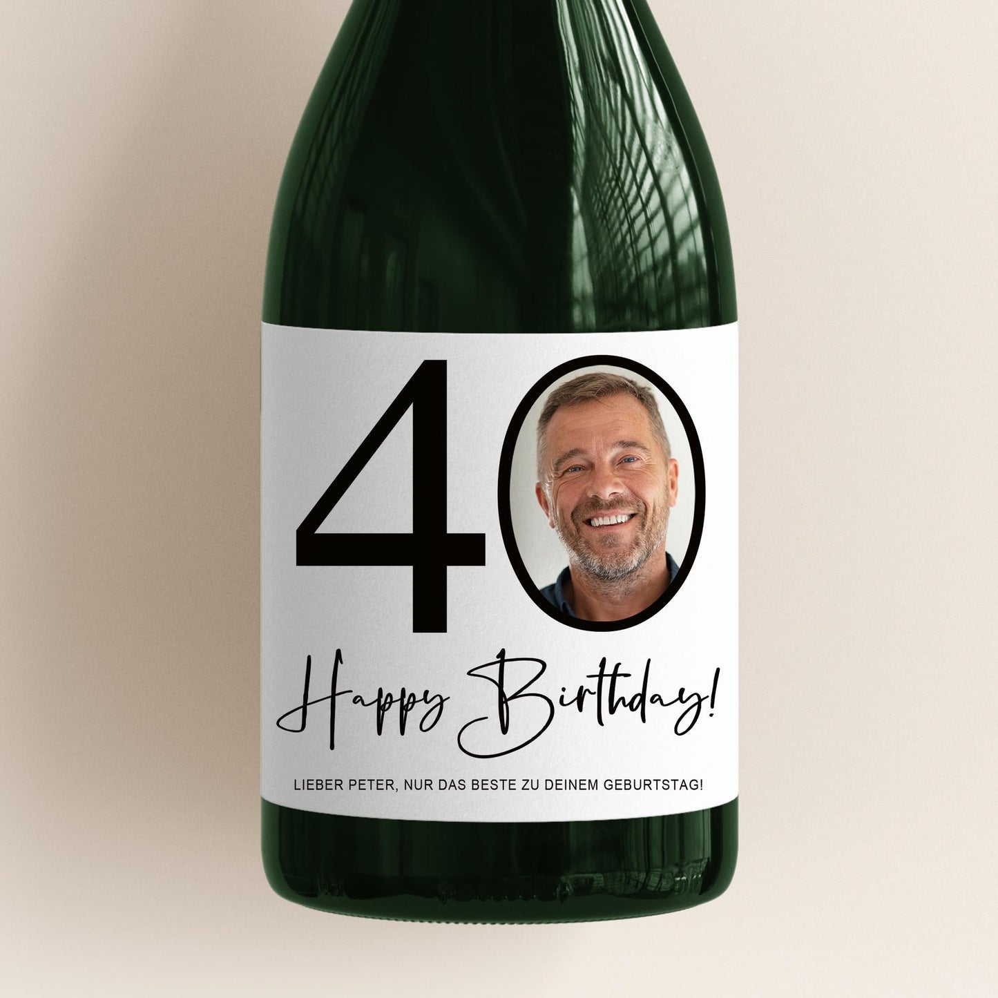 40. Geburtstag Sektetiketten personalisiert Foto Sekt Flaschenetiketten Geburtstagsgeschenk Geschenk Sektflasche Etiketten 2 Stk. | 10x12 cm