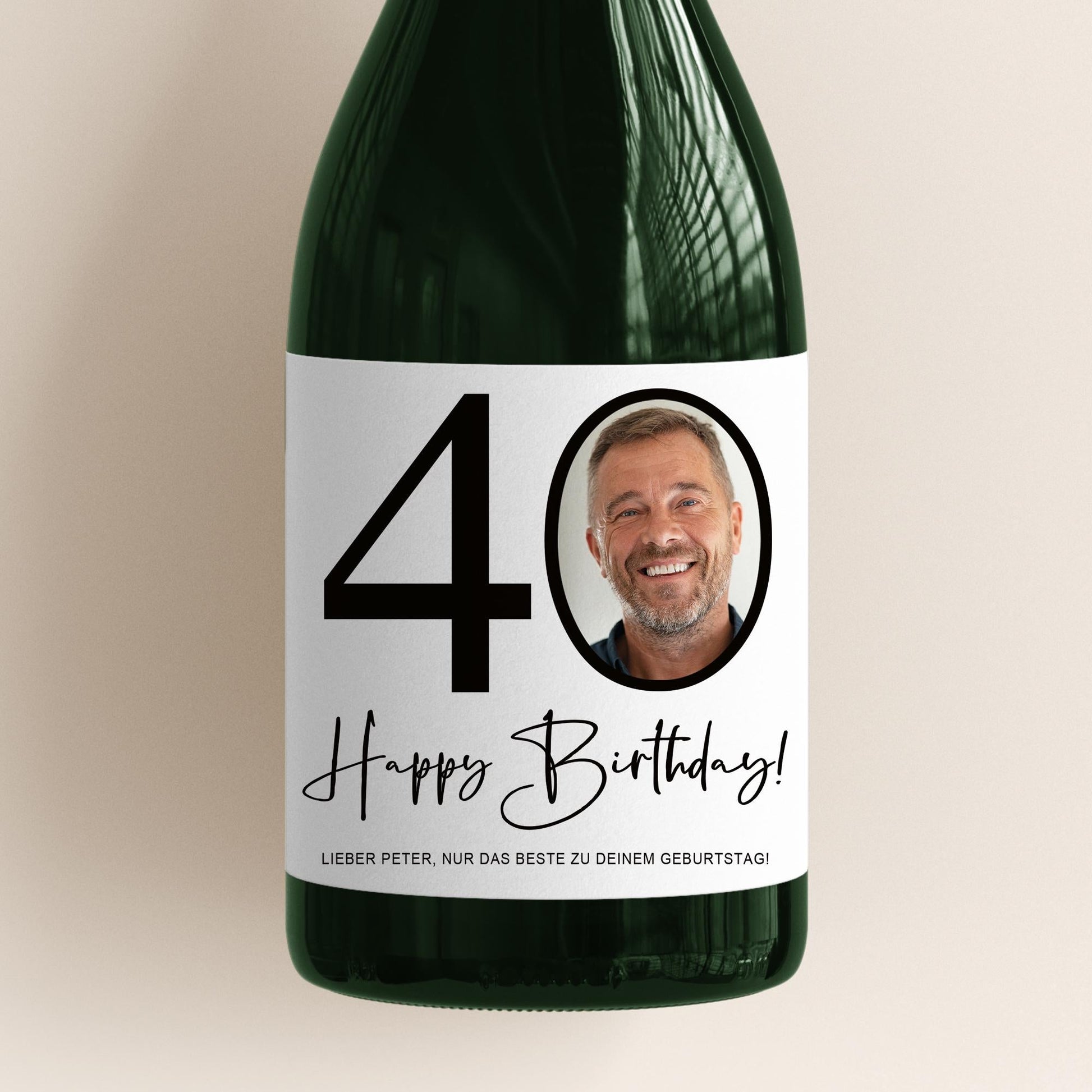 40. Geburtstag Sektetiketten personalisiert Foto Sekt Flaschenetiketten Geburtstagsgeschenk Geschenk Sektflasche Etiketten 2 Stk. | 10x12 cm