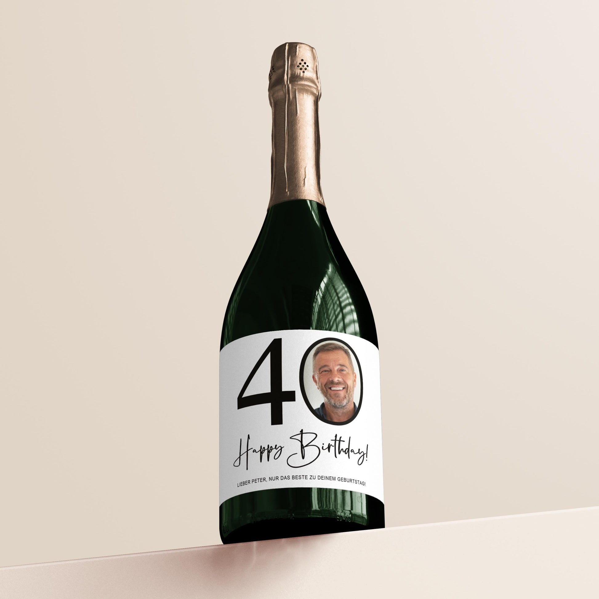 40. Geburtstag Sektetiketten personalisiert Foto Sekt Flaschenetiketten Geburtstagsgeschenk Geschenk Sektflasche Etiketten 2 Stk. | 10x12 cm