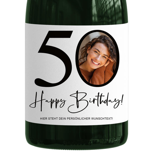 50. Geburtstag Sektetiketten personalisiert Foto Sekt Flaschenetiketten Geburtstagsgeschenk Geschenk Sektflasche Etiketten 2 Stk. | 10x12 cm
