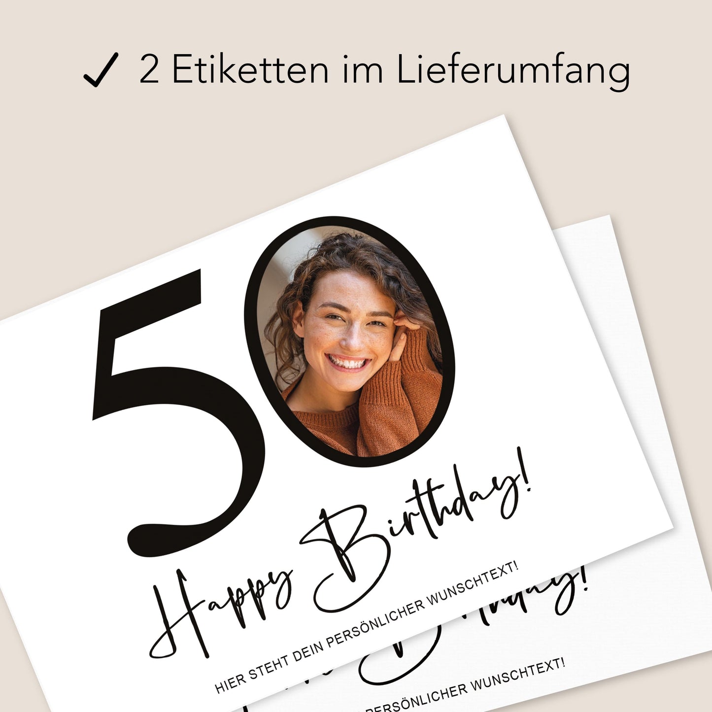 50. Geburtstag Sektetiketten personalisiert Foto Sekt Flaschenetiketten Geburtstagsgeschenk Geschenk Sektflasche Etiketten 2 Stk. | 10x12 cm