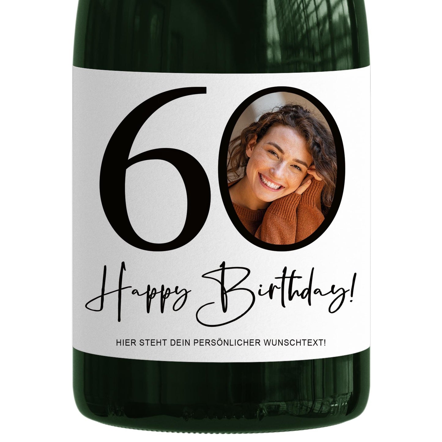 60. Geburtstag Sektetiketten personalisiert Foto Sekt Flaschenetiketten Geburtstagsgeschenk Geschenk Sektflasche Etiketten 2 Stk. | 10x12 cm