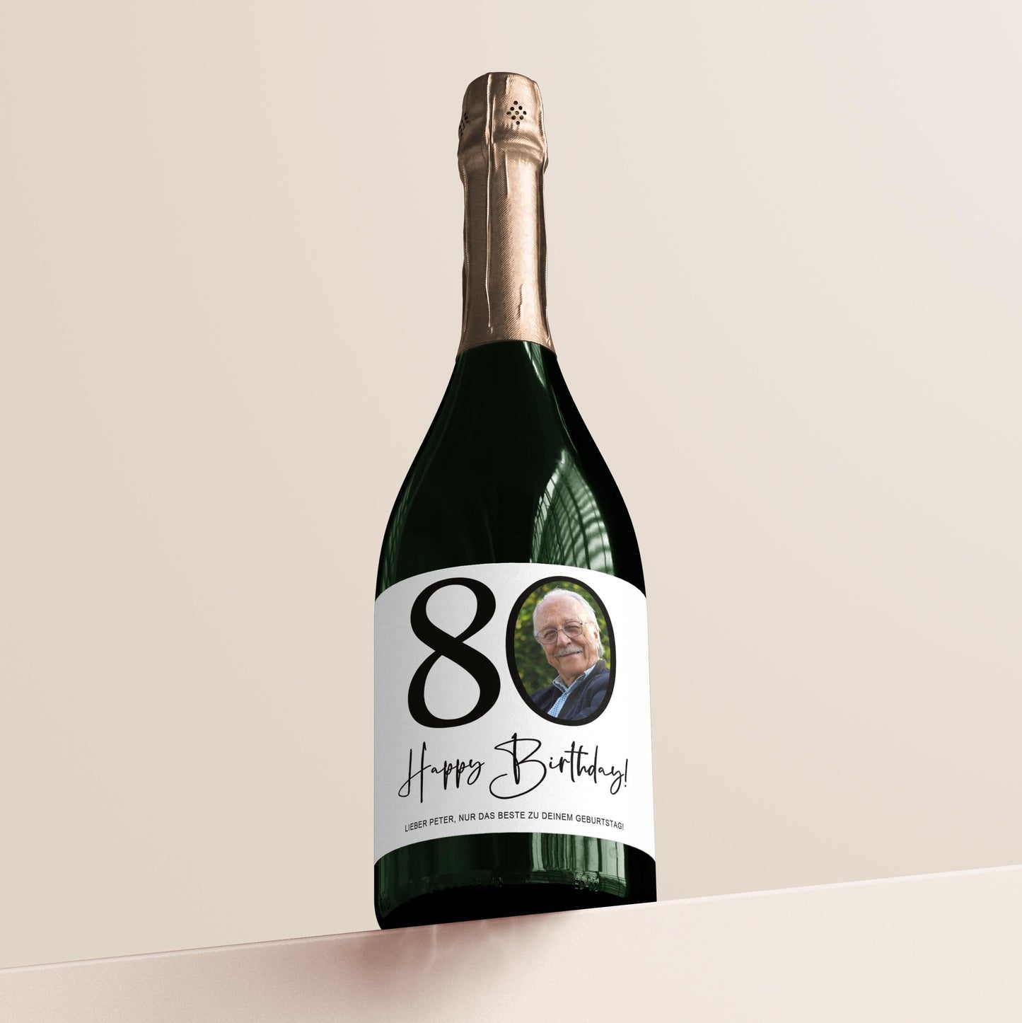 80. Geburtstag Sektetiketten personalisiert Foto Sekt Flaschenetiketten Geburtstagsgeschenk Geschenk Sektflasche Etiketten 2 Stk. | 10x12 cm