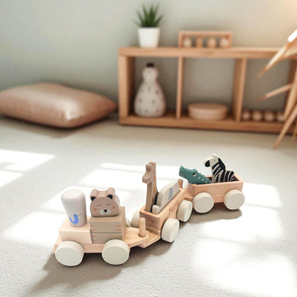 Holzzug mit Namen personalisiert Holzeisenbahn Geburt Geburtsgeschenk Jungen Mädchen Zug aus Holz Baby Geschenk Holzspielzeug